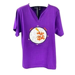 NEW Annapurna Nepal T Shirt Men's 40 XL Embroidered Dragon Pullover Cotton Top